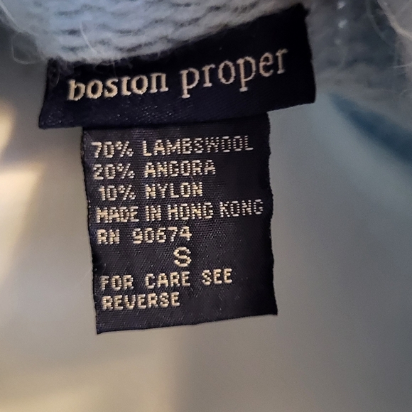Boston Proper Soft Angora Lambswool Baby Blue Turtleneck Cropped Knit Sweater(S) - Picture 5 of 6